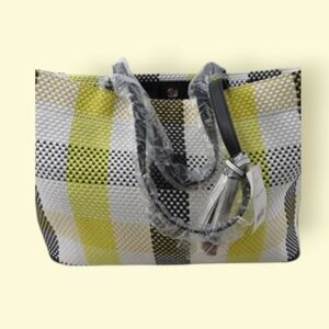 Stylish Yellow and Black Checkered Tote Bag